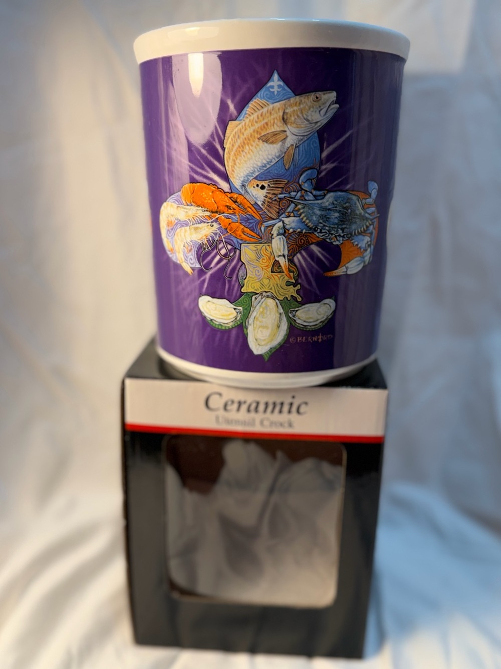 Unbranded Purple Ceramic Home Art Vase with Nautical Fish Design